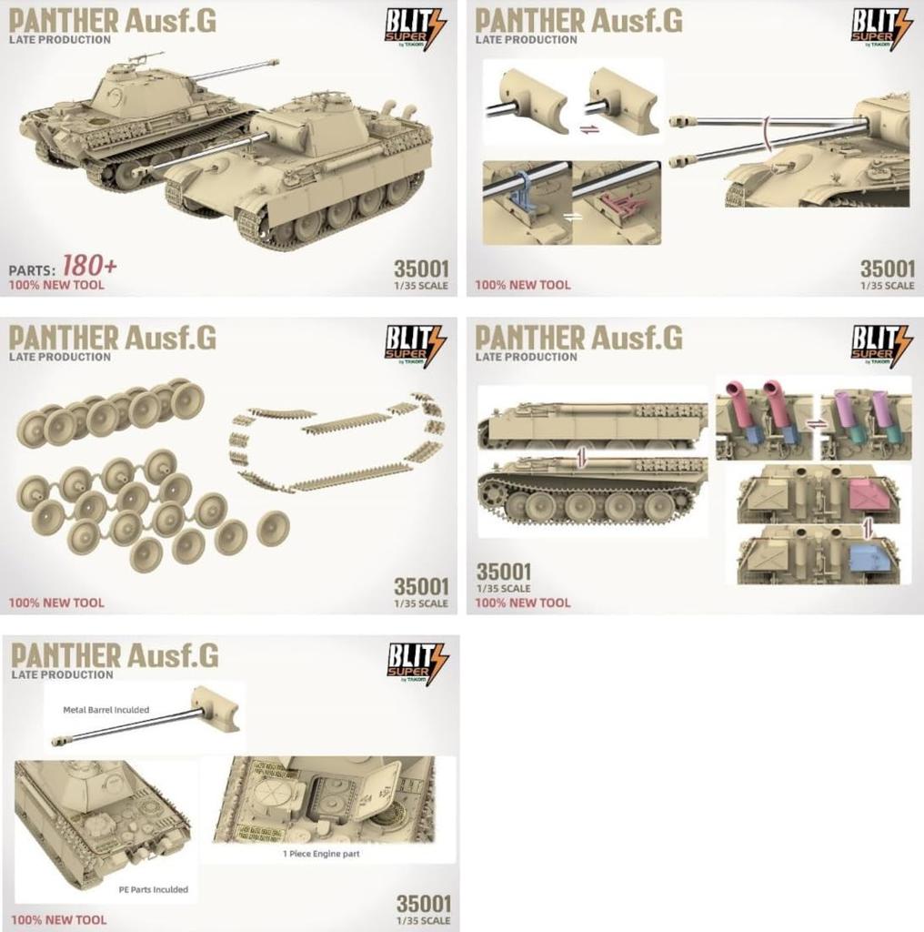 Tacom Super Blitz Series Panther G Typ Pozdní Model Plastikový Model TKOSB35001 1/35 (Nádrž)