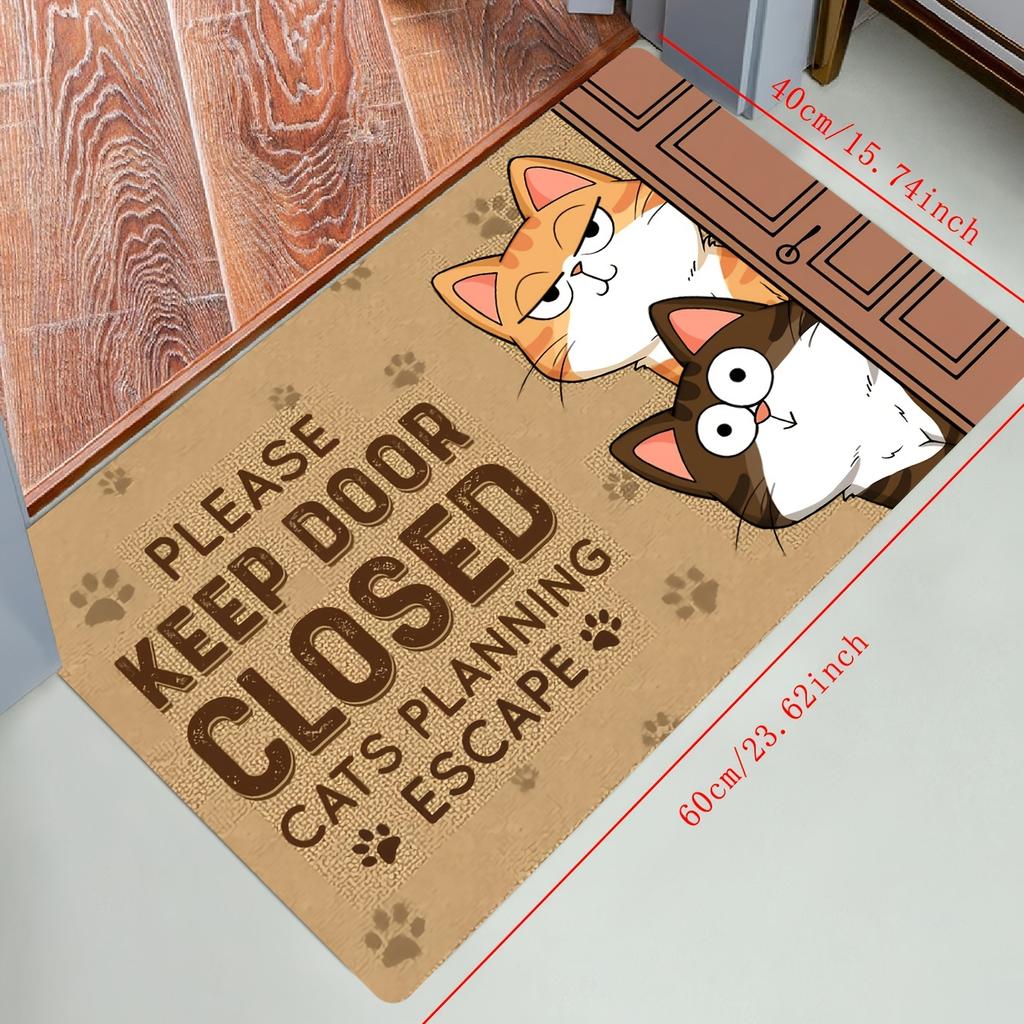 1pc Cat Welcome Doormat Keep Door Closed Cats Planning Escape Doormat Household Machine Indoor Decoration Floor Mat Polyester Mat Mat