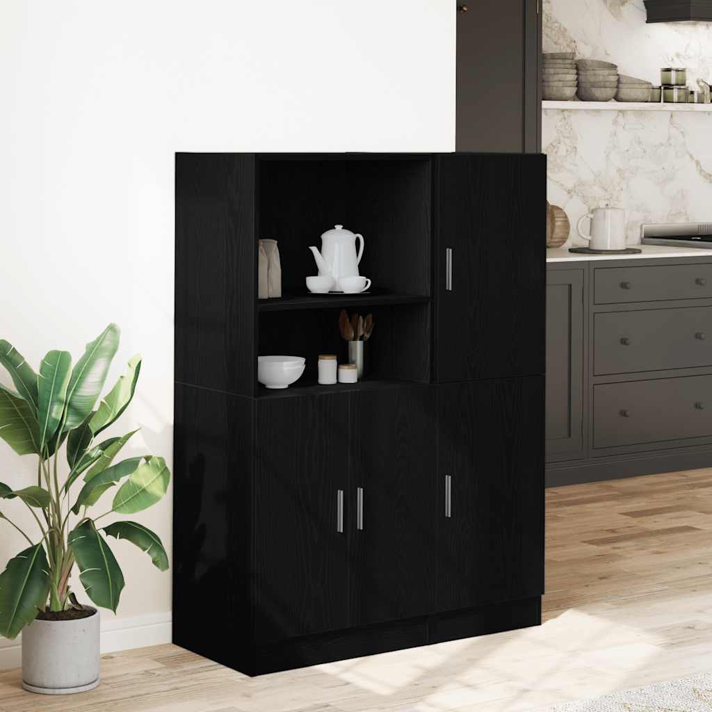 Vidaxl 2 Cabinet Kitchen Furniture Set Black Wood-Based Material
