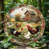 Vintage Funny Chicken Iron Tin Sign 8 Inch Round Wall Art Kitchen Cafe Farmhouse Decor Durable Waterproof Indoor Outdoor