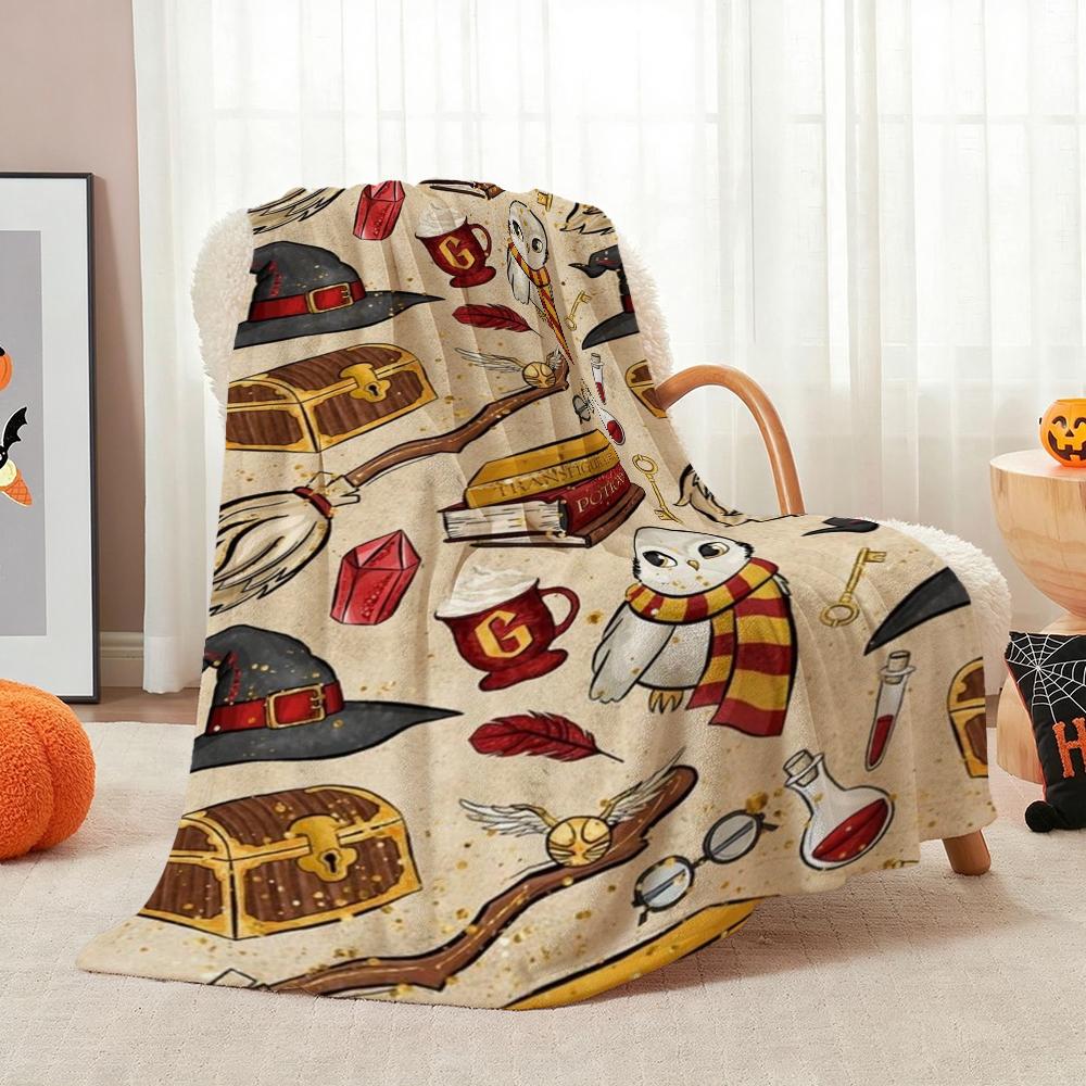 Hogwarts Magical Essentials Theme Blanket Fluffy Plush Throw Blanket For Living Room Gaming Room Home Party Decor Christmas Gift