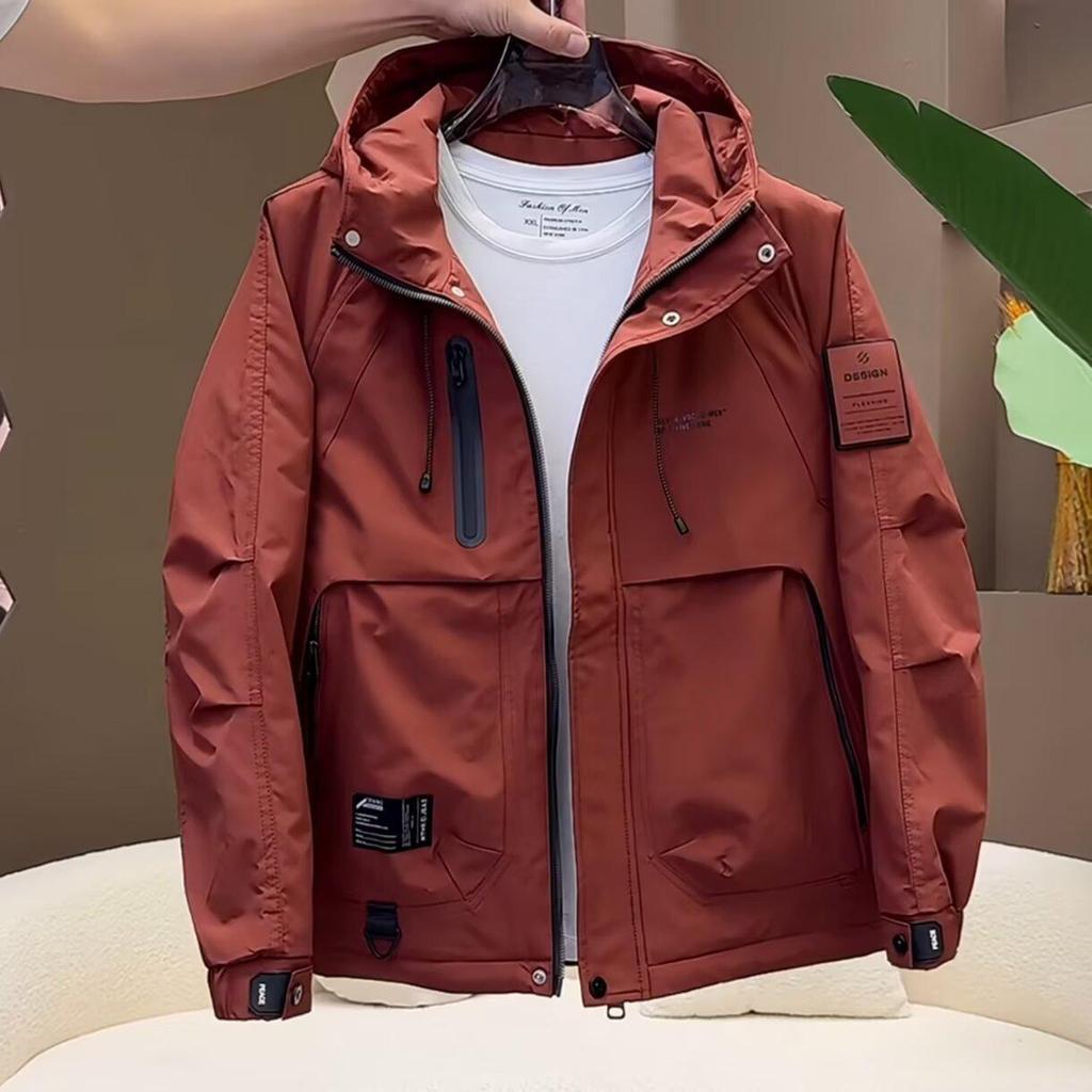 Men's Mountaineering Hooded Jacket: Trendy, Loose-Fit, Versatile, Casual Fashion Coat for Autumn/Winter.