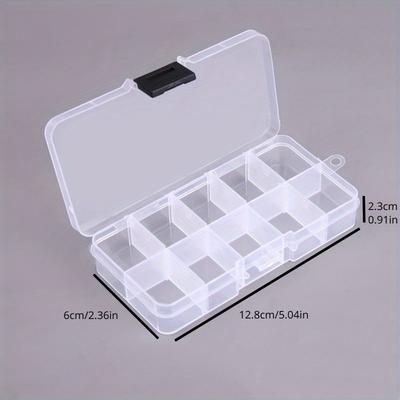 10 Grids Transparent Jewelry Storage Box, Plastic Storage Container For Beads Earring DIY Crafts Small Items