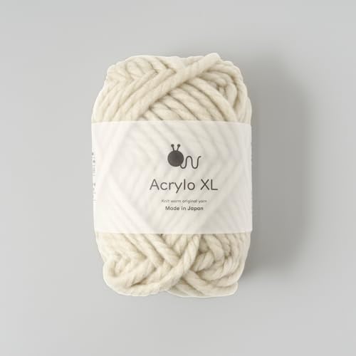 Acrylo XL Extra Thick Wool Yarn, 50g (approx. 27m), Made in Japan, 5-Ball Set (107. Beige)