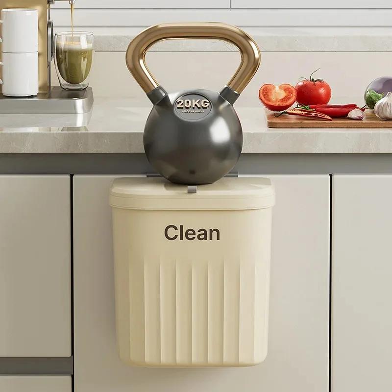 Hochwertiger Haushaltstoilette Badezimmer Wohnzimmer Büro Großvolumiger Klappdeckel-Abfalleimer Wandmontierter Abfalleimer Küche