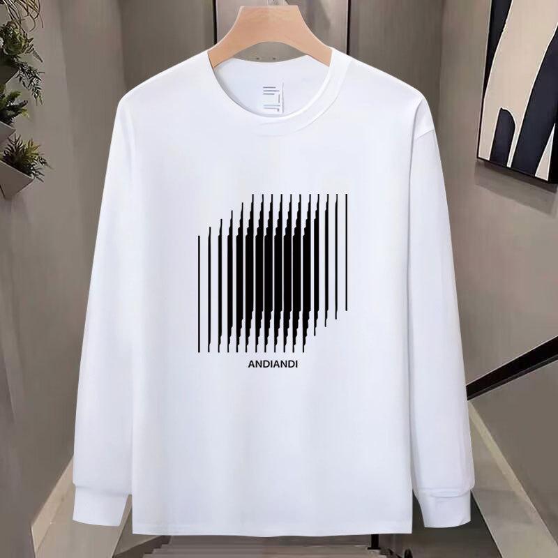 American Heavy Cotton T-Shirt Men'S Bottoming Shirt Long Sleeve Fashion Trend Top Men'S And Women'S Crew Neck Sweater