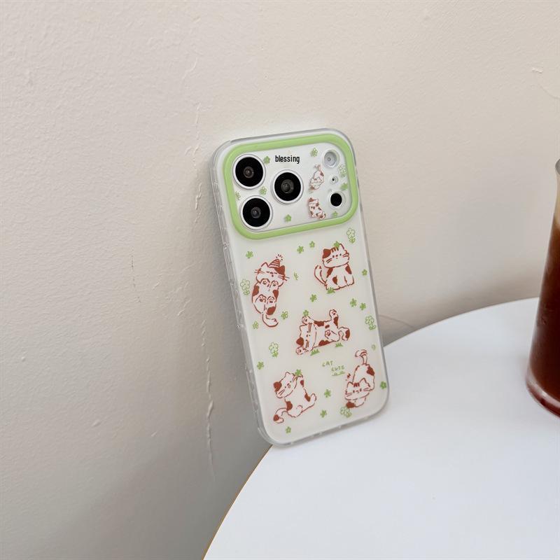 Fresh Green Floral iPhone 17/16 Pro Max/15 Pro Cat Phone Case - Premium Quality