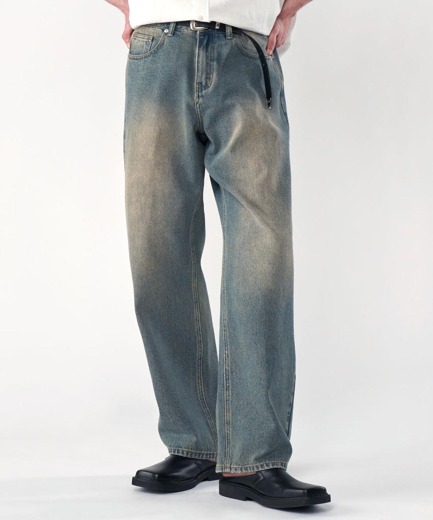 UNTAPPED STUDIO [2Pack] Bio-Washed Wide Denim Pants 6 Colors (B Type)