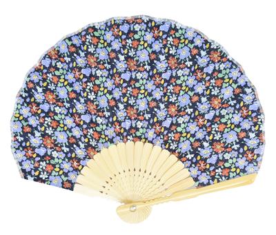 Onishi Ken Seihan LIBERTY Shell Fan 22cm Floral Pattern Navy 'Ripple' SY20-LIA04
