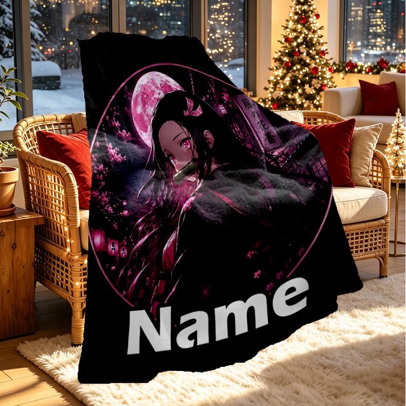 Custom Name Personalized Demon Slayer Print Blanket, Home Decor, Bedroom, Sofa, Camping, Couch, Gifts for Birthday ChristmasEnthusiasts