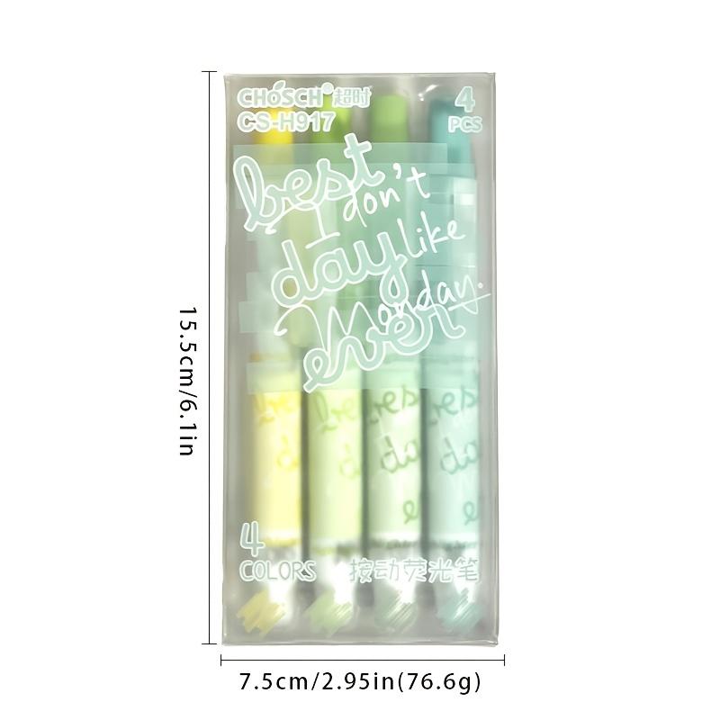4er-Set Hochleistungs-Klick-Textmarker, 4 Farben, Farbverlauf Blau/Grün/Lila Marker, Leuchtmarker, Augenschonende Textmarker