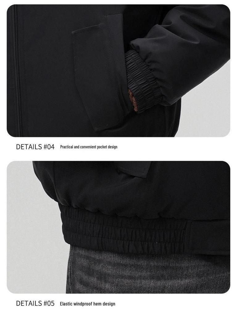 Men's Trendy Winter Short Lapel Down Jacket - Loose Fit, High-Quality White Duck Down, Solid Color