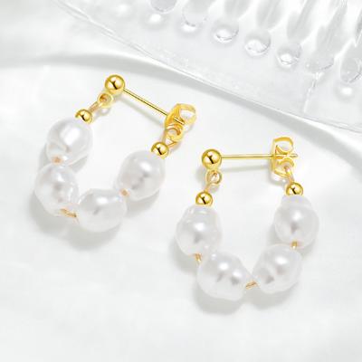 French U-shaped Freshwater Pearl String Ear Buckle, Autumn and Winter Niche Retro Temperament Court Style Baroque Pearl Earrings