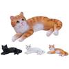 Simulation Cat Pet Model Cartoon Lying Cat Statue Adorable Cat Ornament  Dashboard Figurine