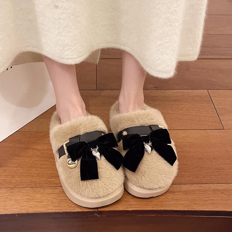 Mao Mao Slippers Women Wear Thick-soled Non-slip Cotton Slippers In Winter To Keep Warm At Home, Thickened Soft-soled Fashion Plush Cotton Mop