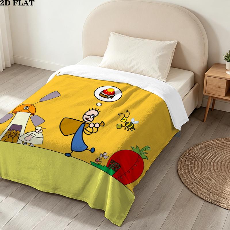 Tom Water Print Flannel Blanket, High quality Comfortable for All Seasons, Home Decor, Warmth and Comfort, Perfect for Christmas Gifts