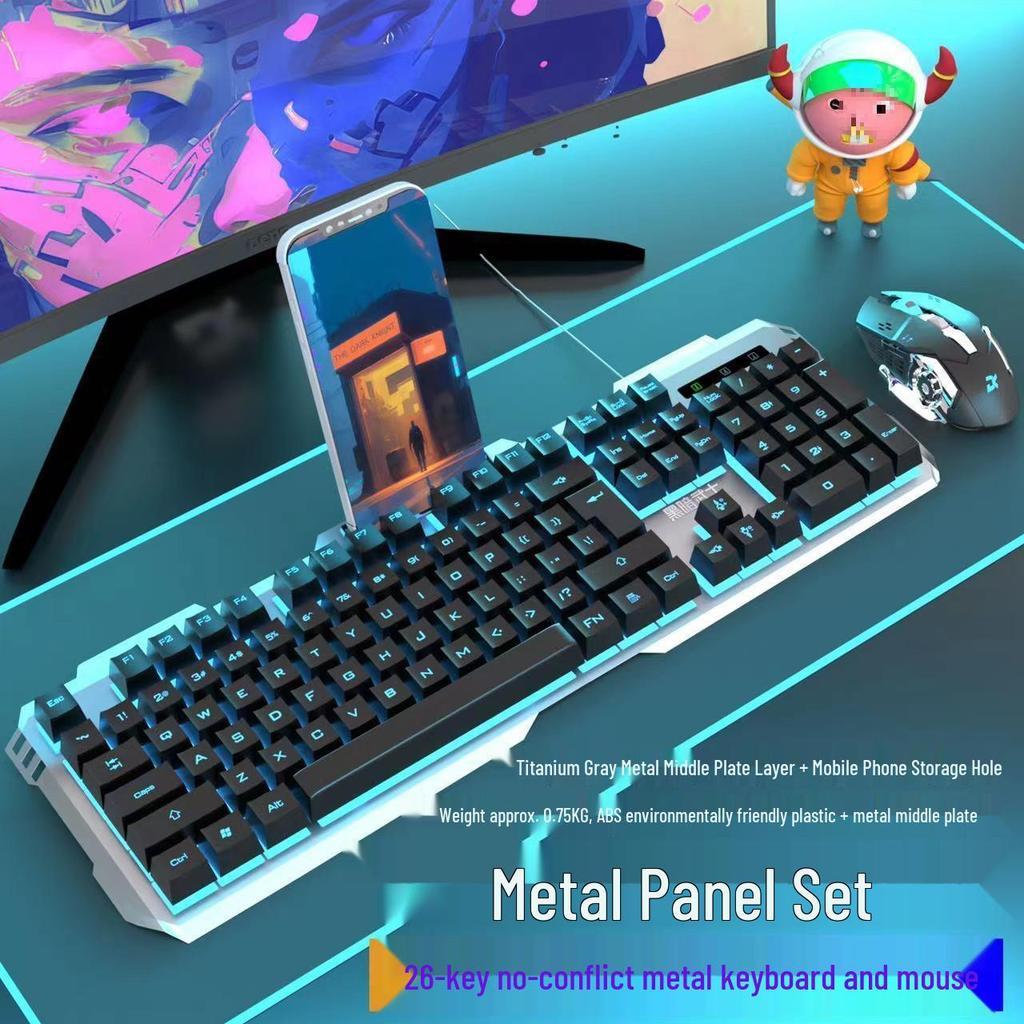 Backlit Wired Gaming Keyboard & Mouse Set with True Mechanical Feel and Suspended Keycaps