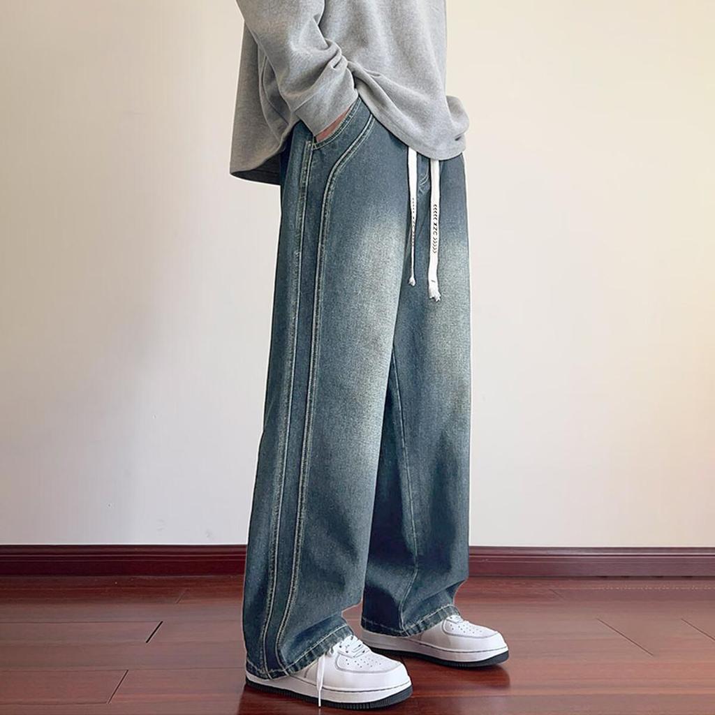 TonLion Autumn And Winter Men's Side-Slit Straight-Leg Jeans