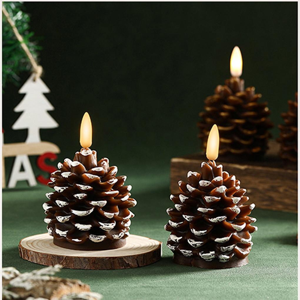 2 Kerzen Flammenlose Kerze Weihnachts-Tischdekoration Kerzen und Bequemes Reines Wachs, Innen Außen Weihnachten