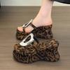Fashion Women Slippers High Heels Leopard Shoes Dress Fashion Woman's Sandals 2025 Summer Designer Slides New Casual Sandalias De Mujer