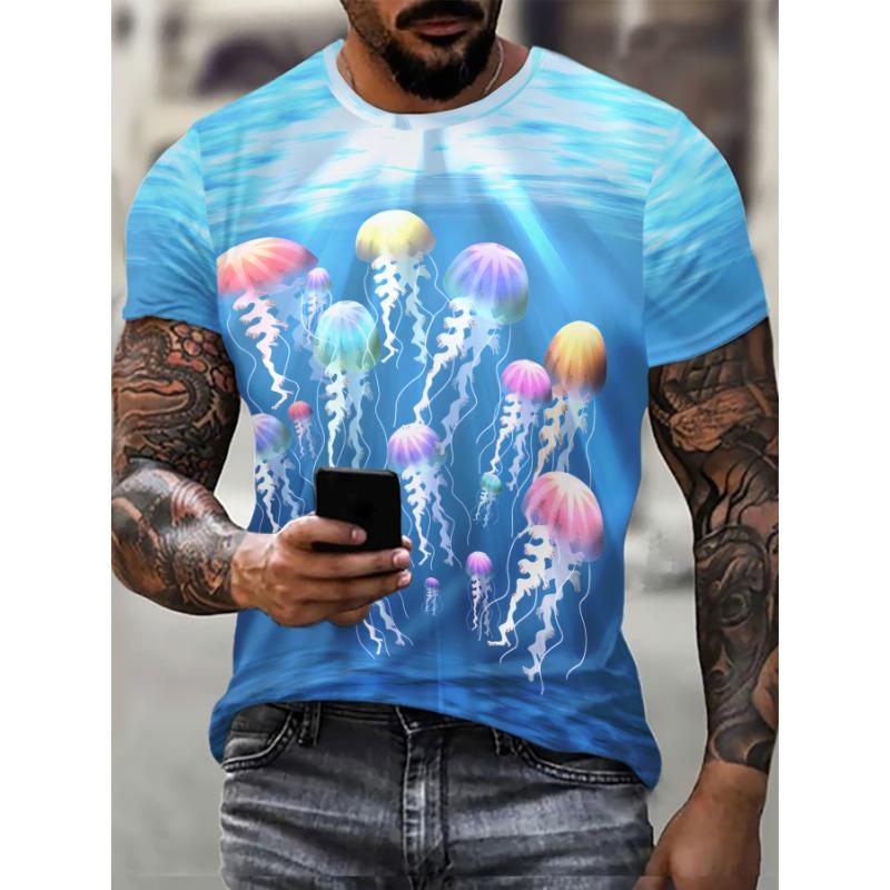 

Новая Мода 3D Принт Светящиеся Медузы Графические Футболки Лето Повседневная Унисекс Футболка Свободная Оверсайз Короткий Рукав Футболка Топы S