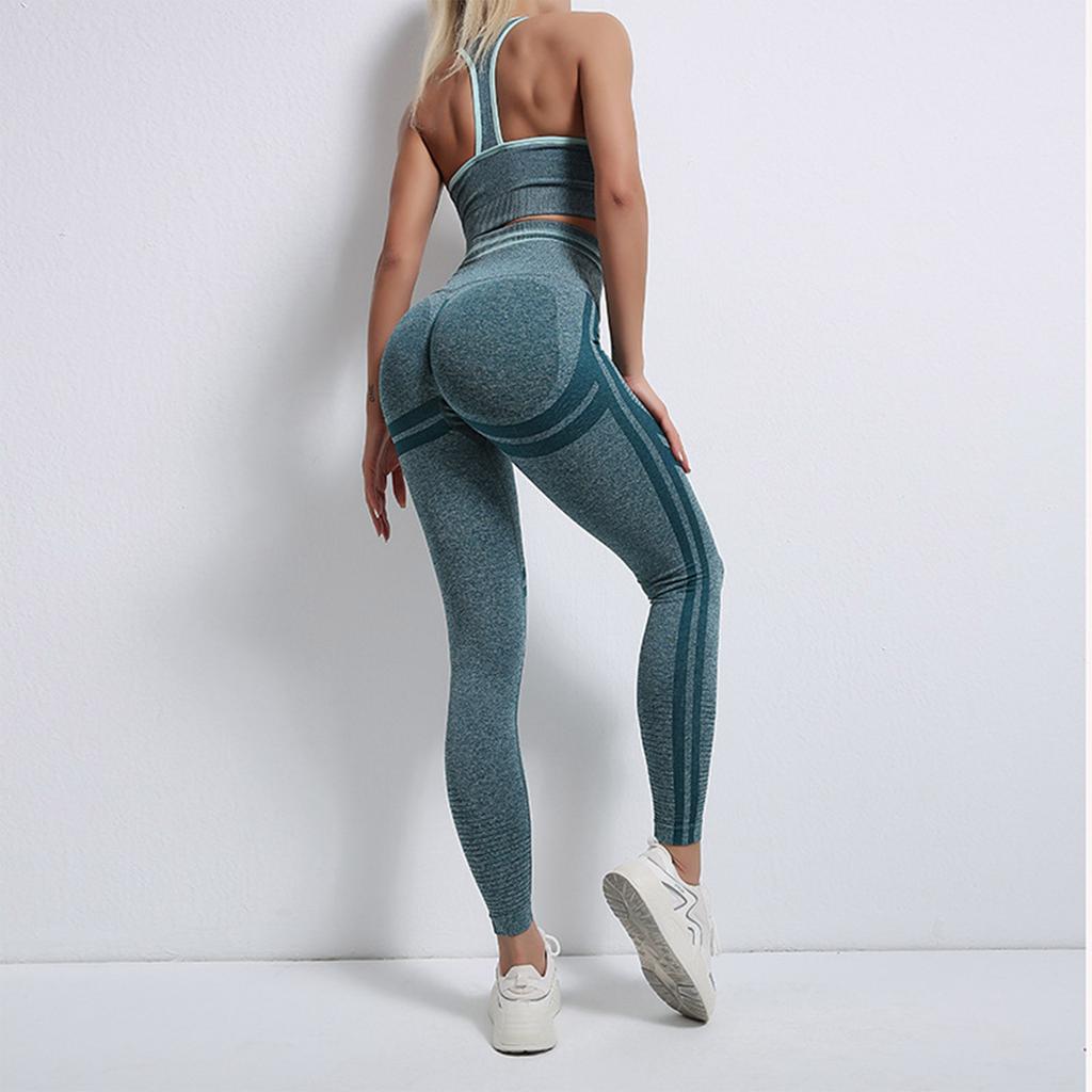 Women Seamless Sports Bra and High Waist Leggings Set Two Piece Workout Outfits Yoga Gym Fitness Activewear for Training Running