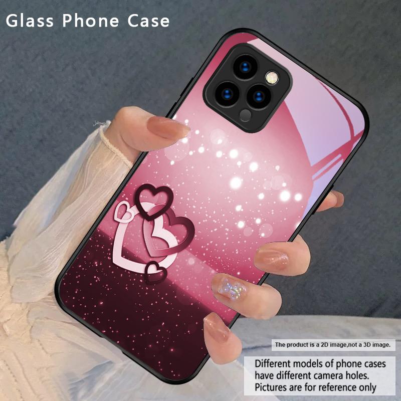 

Warm and romantic love For iPhone 17 Pro Max 16 E 15 Plus 14 Pro 13 12mini 11 Air XS Max 5 6 7 8Plus SE Black Glass Phone Case iPhone17 Pro Max