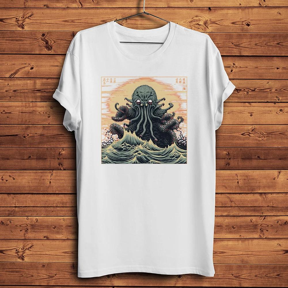 Ukiyoe Great Old One Cthulhu Kthulhut,Funny Ukiyo T Shirt Men,Homme Daily Short Sleeve Casual T