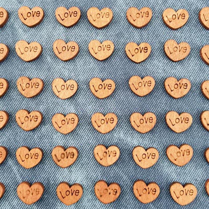 (100pcs/pack) Heart-shaped Wood Colour Buttons Handwork Sewing Scrapbook Clothing Crafts Accessories Home Decoration