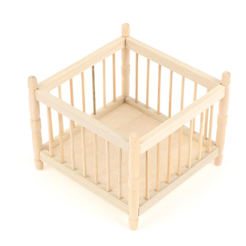 1Pc 1:12 DollHouse Miniature Wooden Baby Bed Dolls Furniture Accessories Toys
