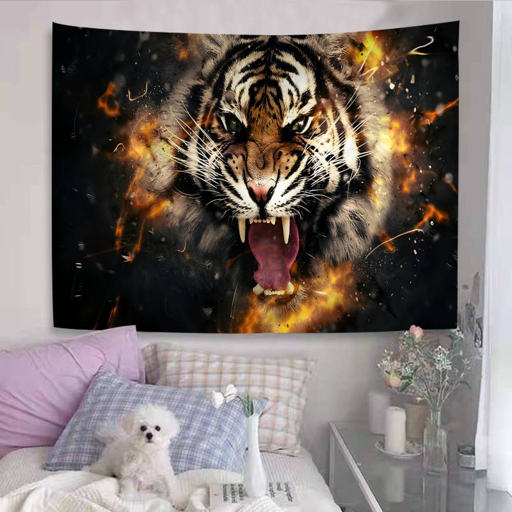 Tiger Pattern Anime Tapestry Indian Buddha Wall Decoration Witchcraft Bohemian Hippie Wall Hanging Sheets