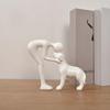 Human And Dog Statue Cute Resin Pet Sculpture for Home Office Desk Shelf