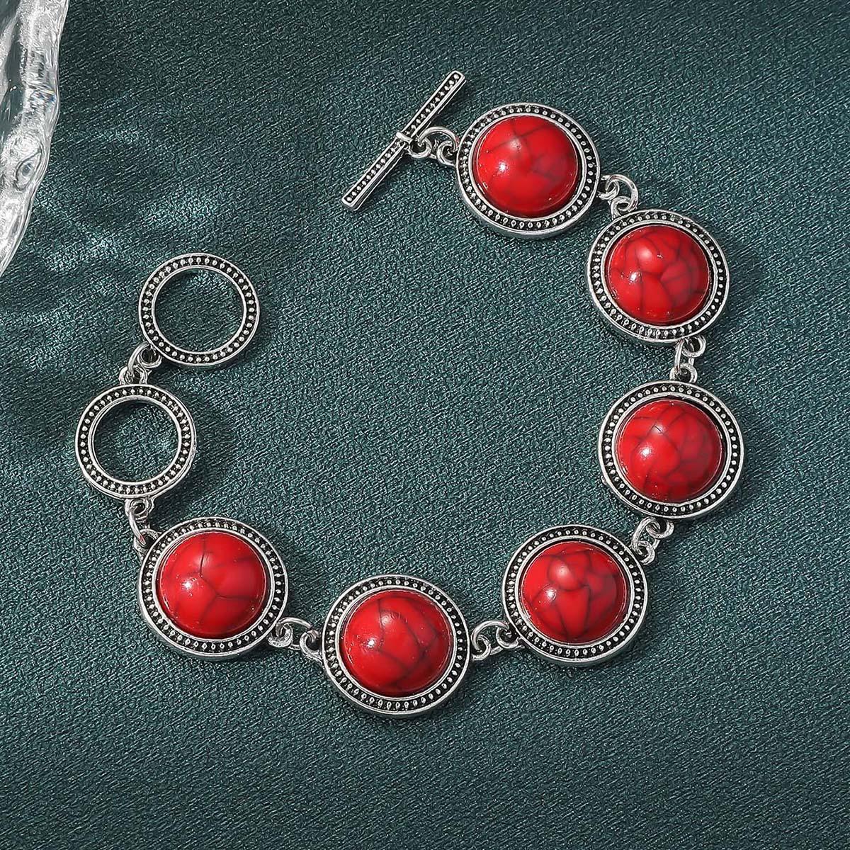 Браслет в винтажном стиле с гальваническим покрытием под античное серебро, с камнями конфетных цветов и жемчугом, модный женский ювелирный браслет красный