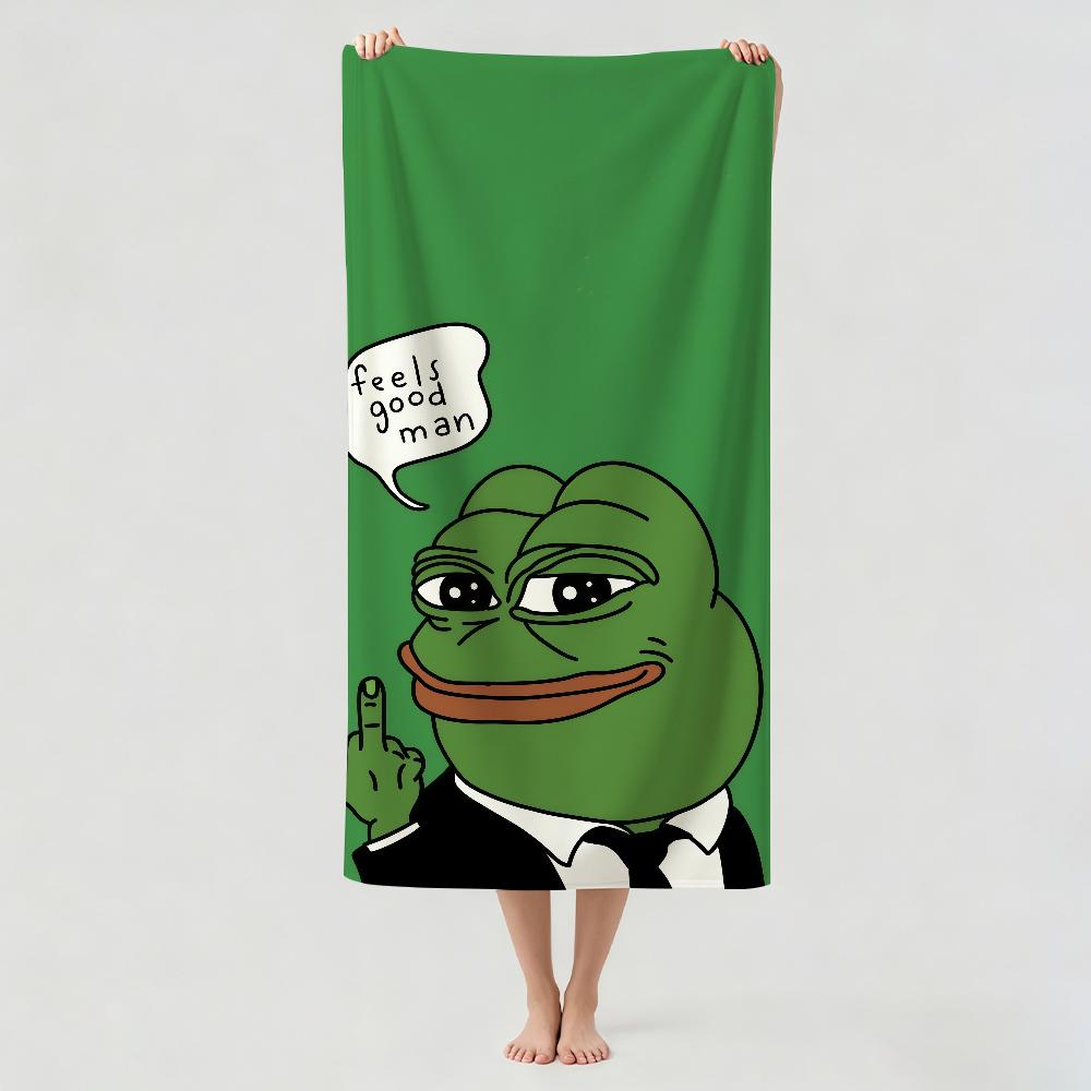 Funny P-Pepe the F-Frog Towel Drying Bath Towel Applicable To Light Swimming Camping Yoga Beach Out