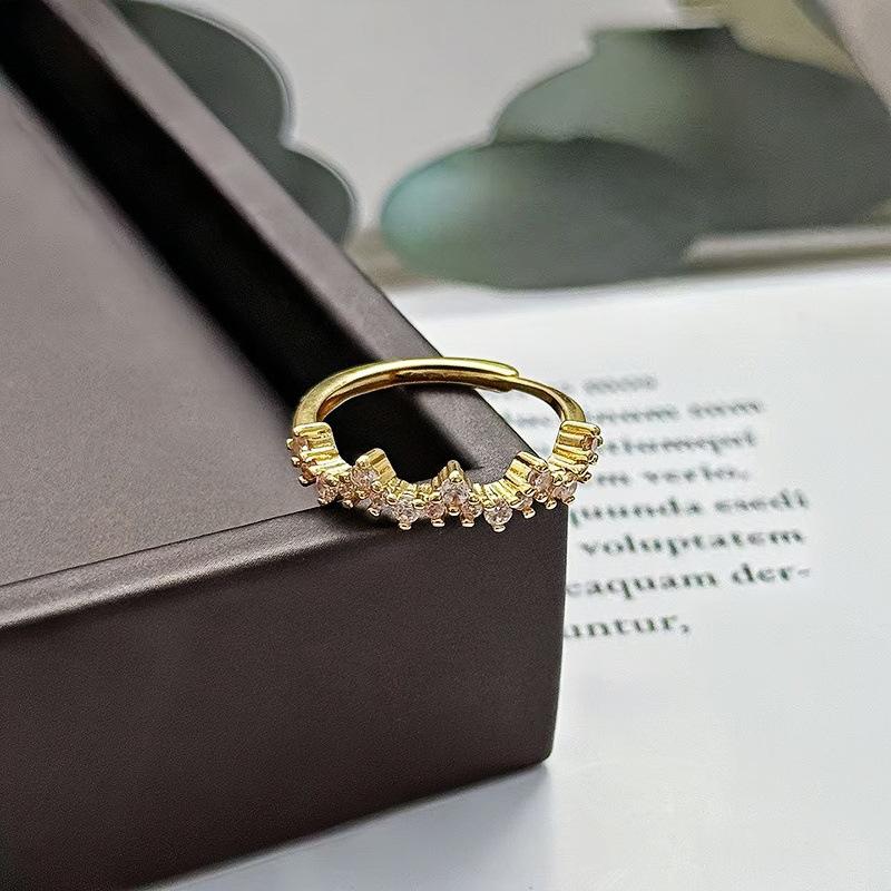 Medieval French Retro Full Diamond Open Ring Fashion High Sense Temperament Niche Design Exquisite Diamond Accessories Women