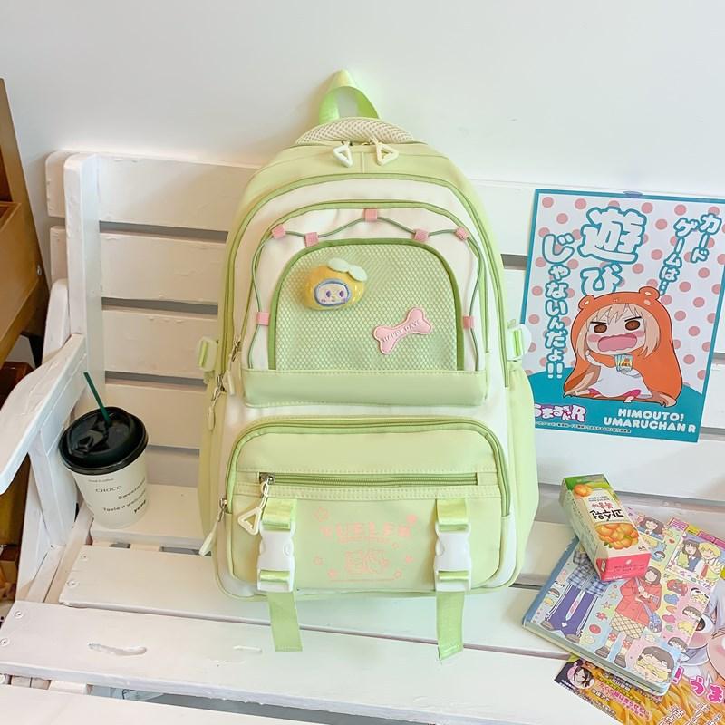 Schoolbag Japanese new cute little fresh girl make-up bag junior high school student college wind dopamine contrasting backpack