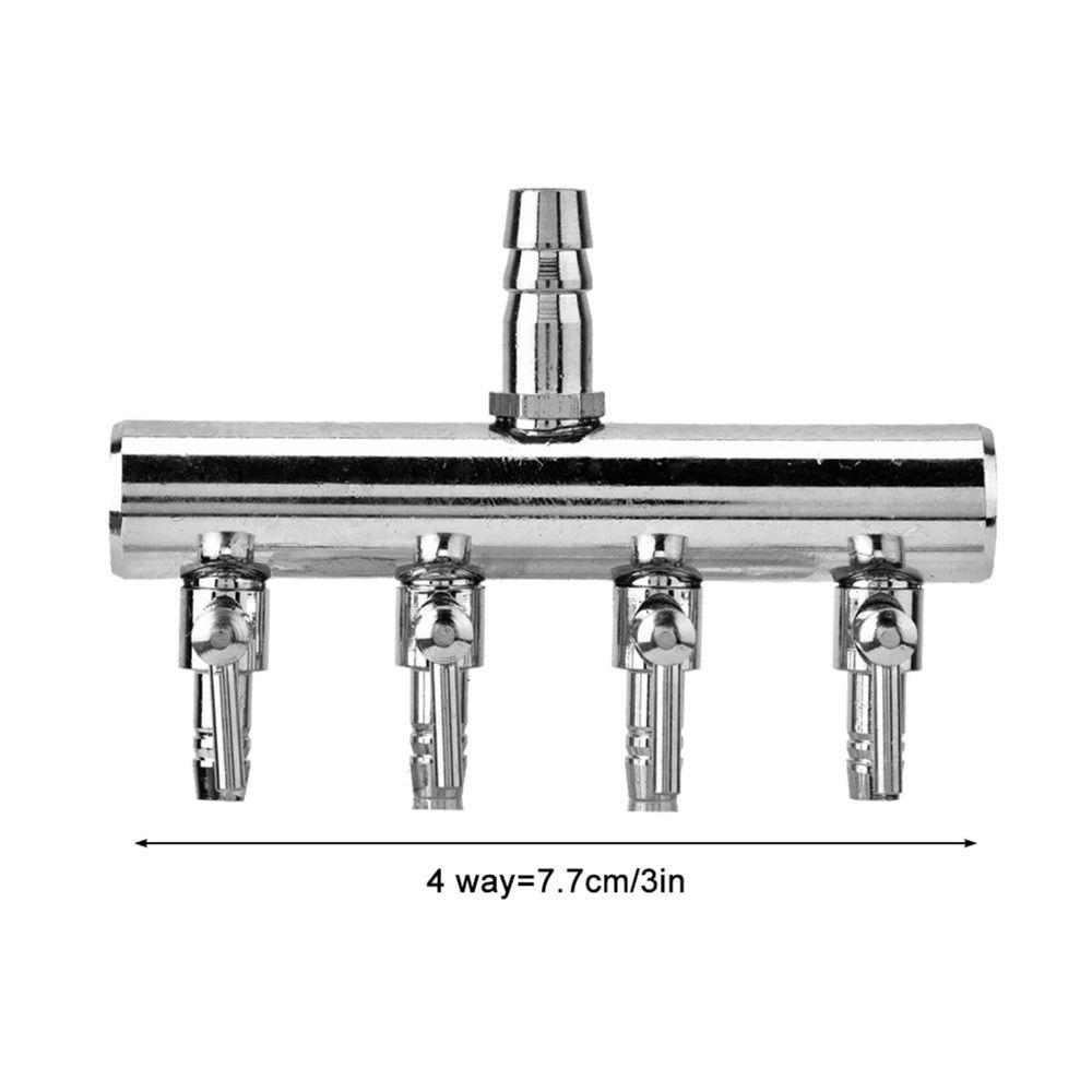 Stainless Steel Aquarium Air Valve 2 Way 8mm Turn To 4mm Air Flow Valve T Shaped 4 Way Air Splitter Airline Tubing Hose