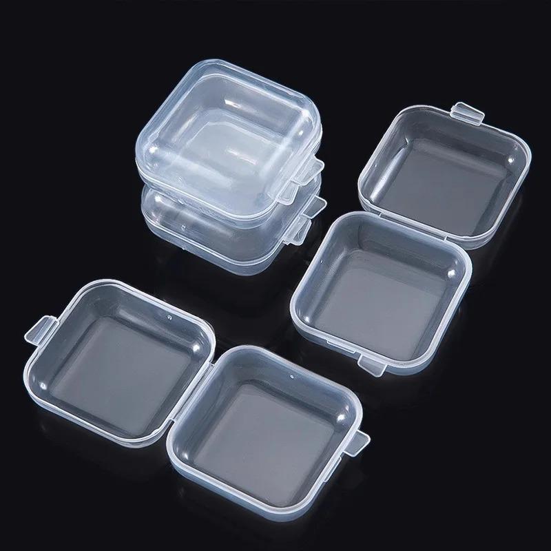 1/100 Stück Kleine quadratische Schmuckaufbewahrungsboxen Hüllen für Pillen Ohrringe Transparenter Kunststoff Staubdicht Ohrstöpsel Aufbewahrungs-Packboxen