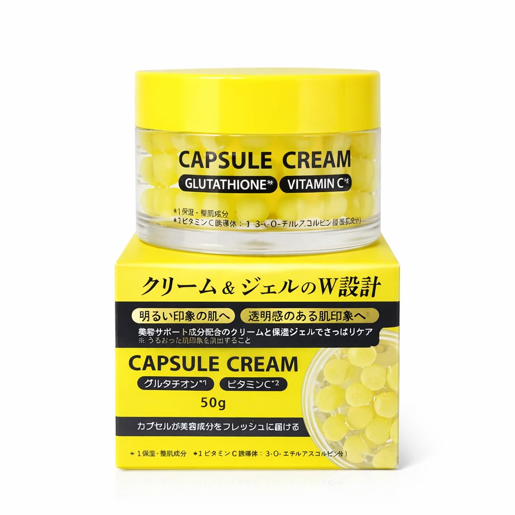 Glutathione Vitamin C Derivative Capsule Cream 50g Face Cream with Niacinamide Moisturizing Gel for Brightening, Dullness Care, Dewy Skin, and
