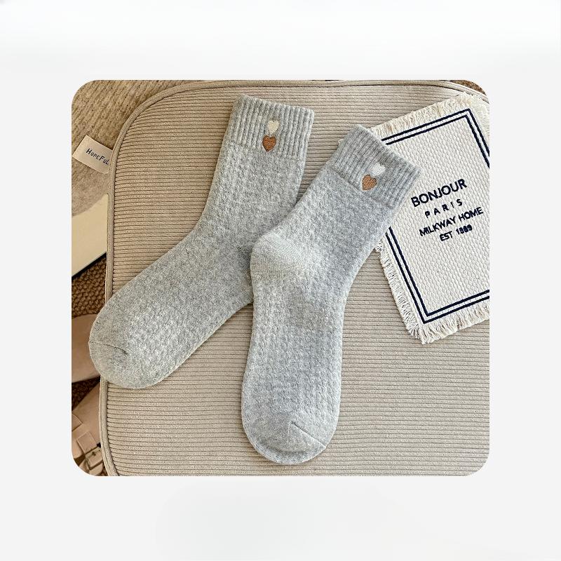 Female Autumn and Winter New Style Add Velvet Thickened Warm Deodorant Home Tube Socks