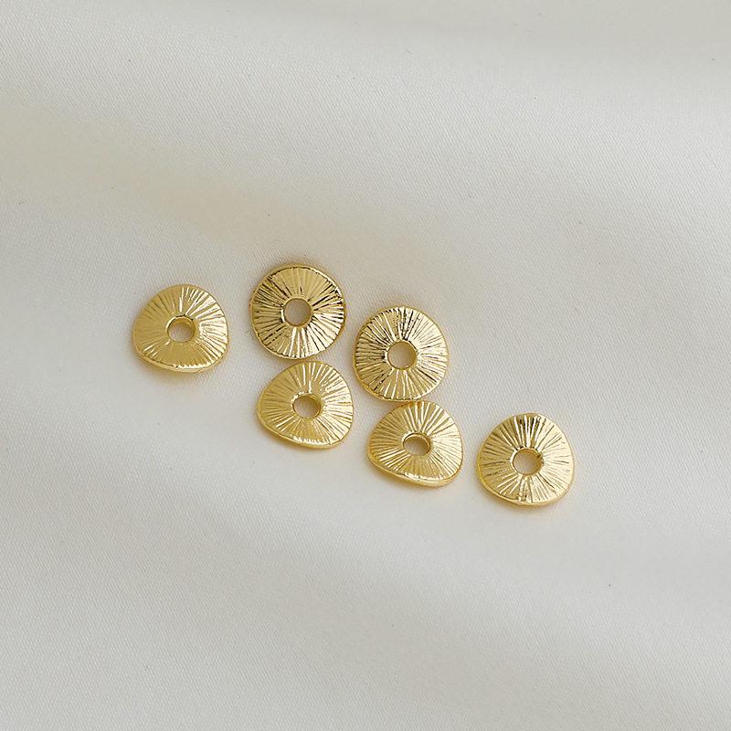 14K Gold Plated Striped Wavy Disc Beading Material for DIY Jewelry Accessories