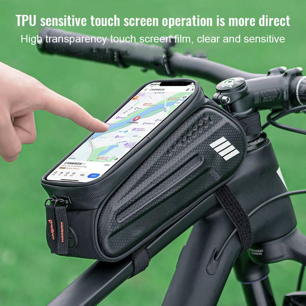 Bike Phone Bag  Phone Front Frame Bag Waterproof Bike Phone Mount Top Tube Hard Case Bag Touch Screen Phone Holder Case