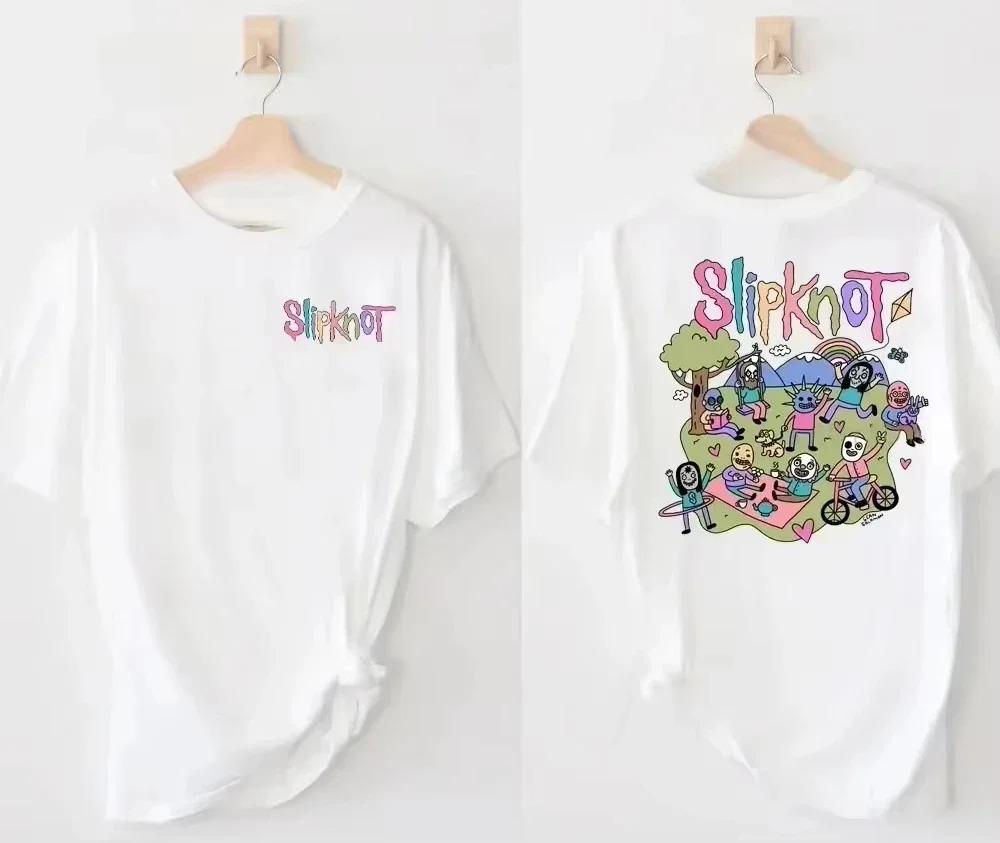 

ZX TEE Летняя Новая Винтажная Футболка Slipknots Prepare for Hell Tour Черная Футболка Хэви-метал Рок-группа Женские Хип-хоп Эстетичные Футболки M