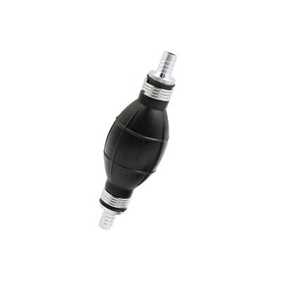 Motoforti Universal Fuel Line Hand Primer Valve Gasoline Fuel Pump 10mm Rubber Black Silver Tone 1pc