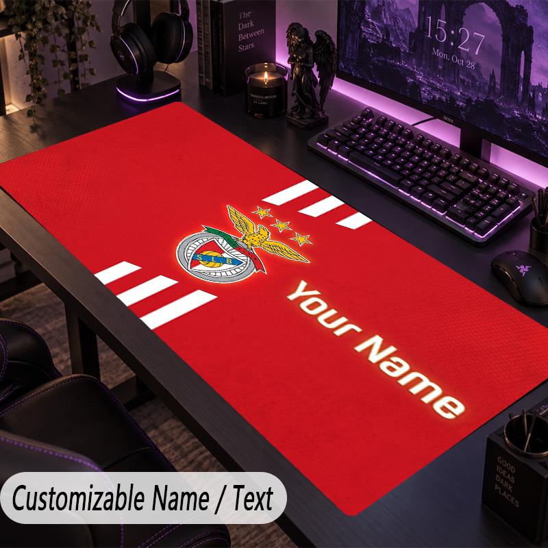 Custom Text Big Mousepad, Extended Desk Pad For Laptop Work GameBenfica FC
