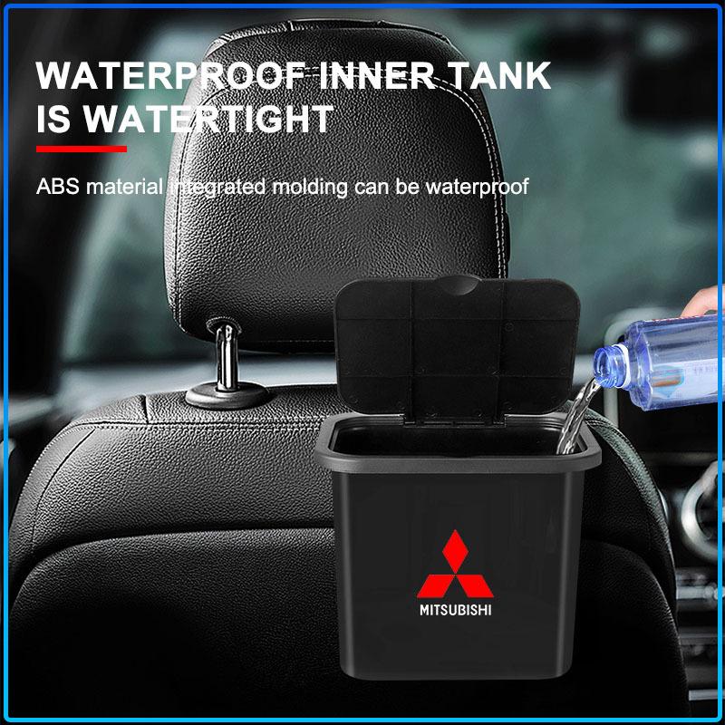 Car Trash Can Portable Hanging Vehicle Garbage Case Stickers For Mitsubishi Lancer Lancer ASX Outlander 2 3 Pajero Mirage exzos Pajero 4