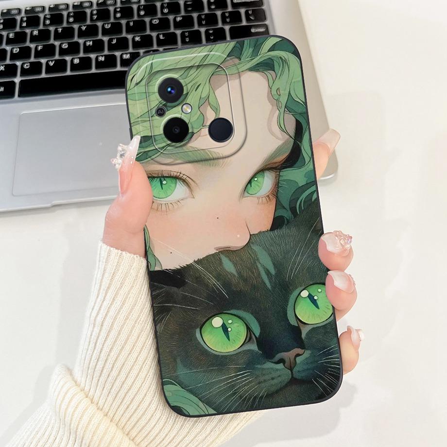 For Xiaomi Redmi 12C 11A 4G Phone Case Redmi 12 4G Poco C55 Back Cover Soft Liquid Silicone Pnada Rabbit Flower Cute Fundas