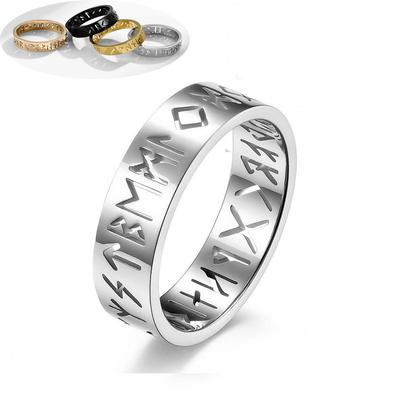 Text Hollow Titanium Steel Ring Men's Proposal Wedding Simple Ring Hand Jewelry Gift
