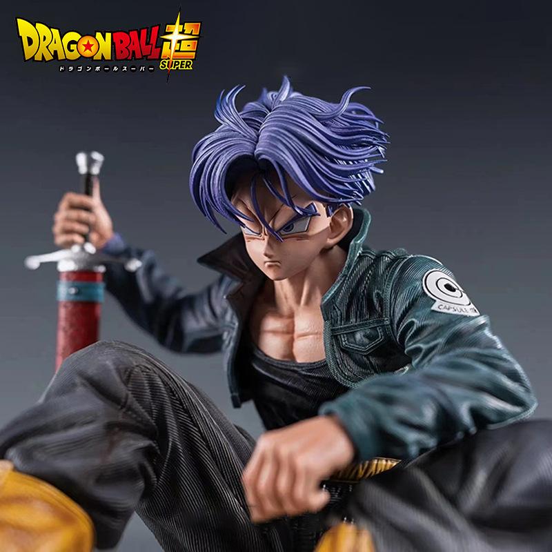 10cm Trunks Action Figure Anime Super Saiyan Sitting Position Torankusu Figurine Doll Statue Ornaments PVC Model Toy