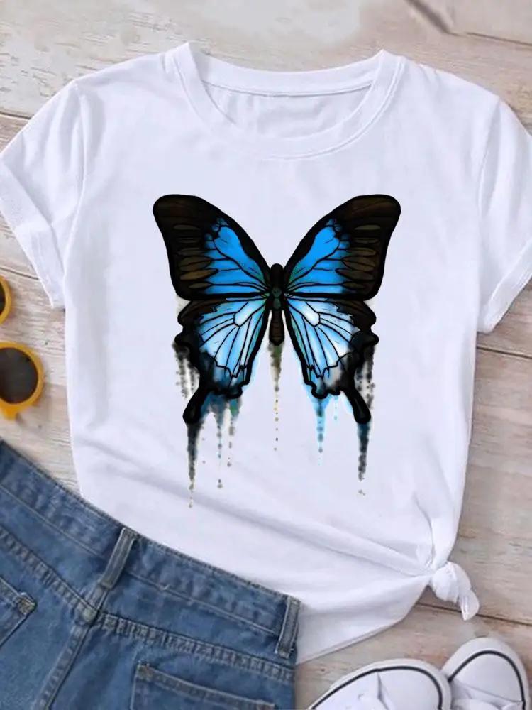 Graphic T Shirt Sunflower Butterfly Cute Summer Casual Clothing Short Sleeve Women Print Fashion Clothes Tee Tshirt Female Top